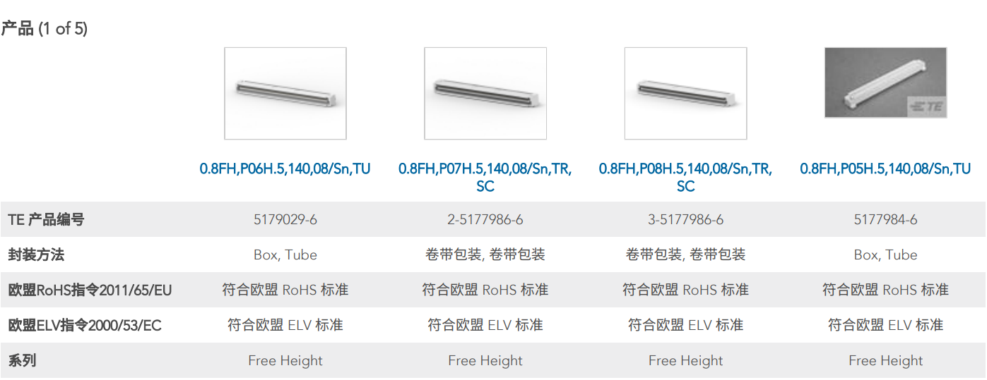 TE泰科5177986-6 PCB板端插座連接器